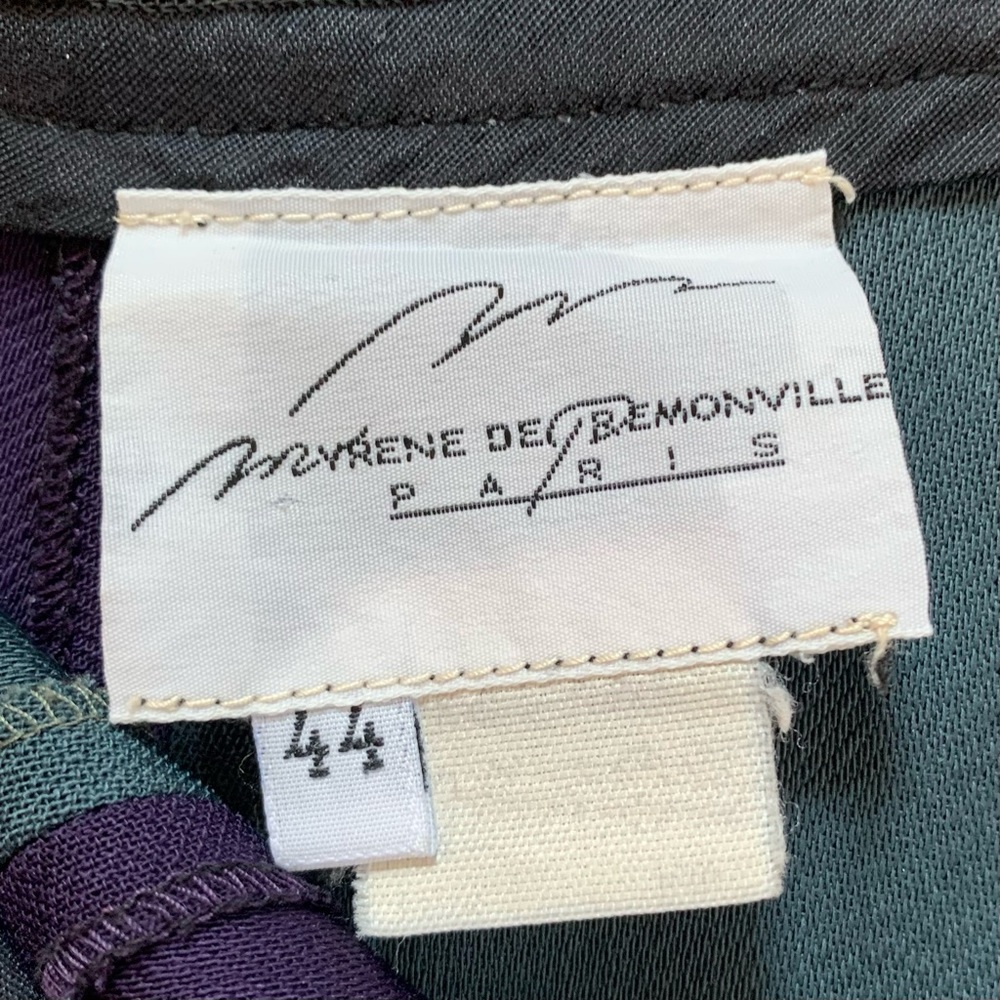 Vintage 90s Myrene de Premonville Paris Wool Colorblock 2 Piece Pant Suit - Picture 10 of 16
